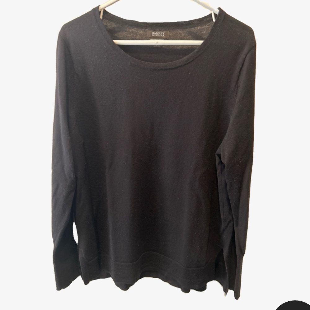 Badgley Mischka Classic Black Merino Wool Sweater